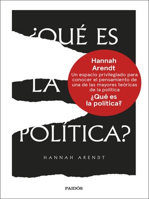cover image of ¿Qué es la política?